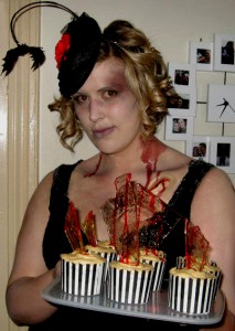 zombie at the races shattered glass blood cupcakes halloween